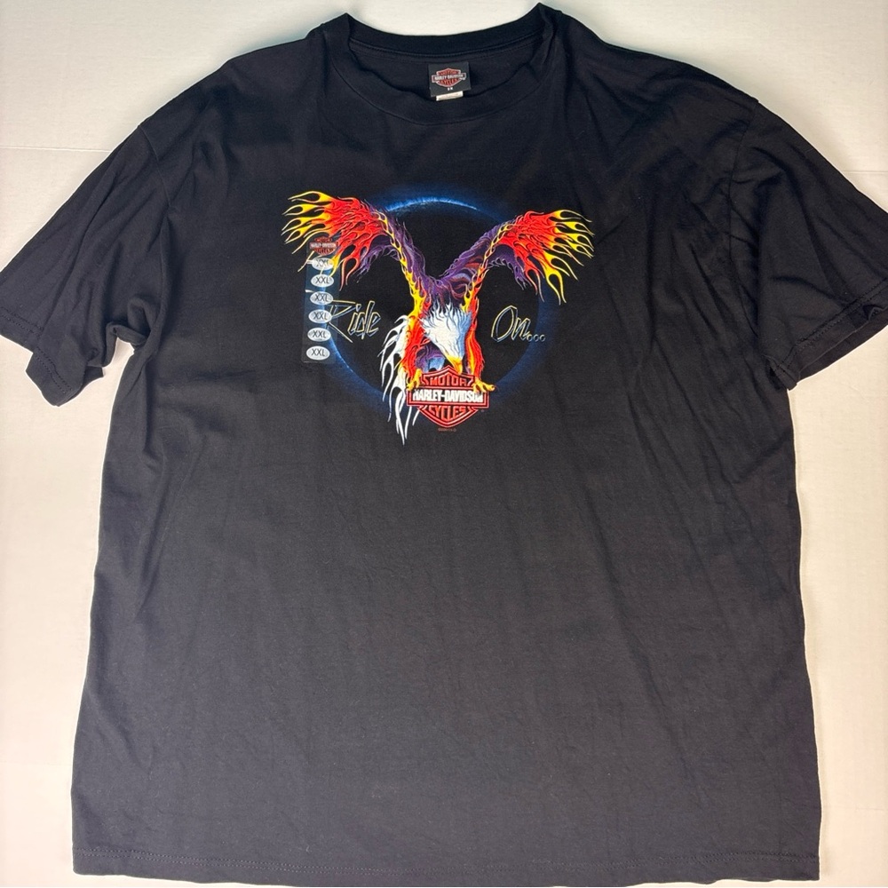 Harley Davidson Men 2XL T-Shirt Black Fairfax VA Eagle Ride On New Vintage 2001